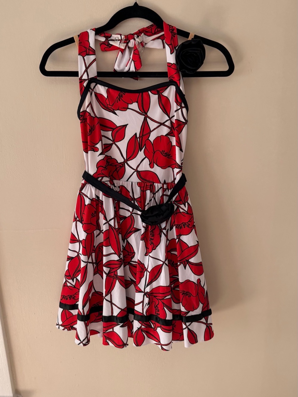 Weissman Red and White Floral Halter Dance Costume Dress MC